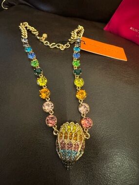 Kurt Geiger Rainbow Crystal Pendant Necklace with Gold-Tone Chain